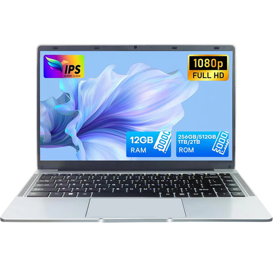 14.1" Ultra Slim Windows 11 Pro Laptop Computer intel Atom A3950 12GB RAM 1TB 2TB SSD Notebook PC 1080P HD Office Study Laptops
